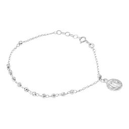Pulsera Plata 925 Virgen de Guadalupe Bolita Facetada Ajustable - Imagen 2
