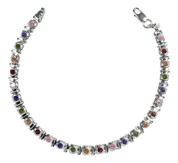 Pulsera de plata .925 multicolor zirconias ajustable — Joyaris