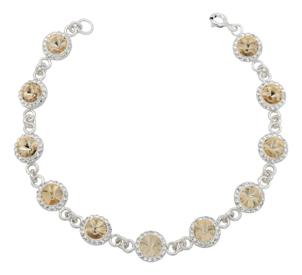 Pulsera de plata .925 amarillo zirconia broche reasa 19 cm — Joyaris