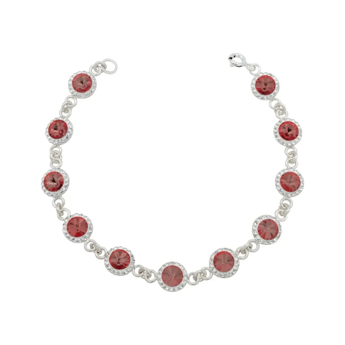Pulsera Plata 925 Zirconias Tono Vino Diseño Elegante para Mujer 19cm - Imagen 2