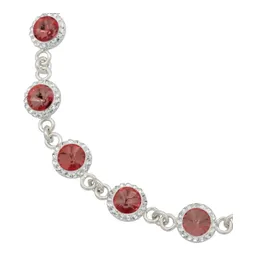 Pulsera Plata 925 Zirconias Tono Vino Diseño Elegante para Mujer 19cm - Imagen 3