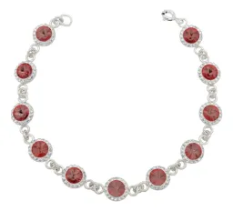 Pulsera Plata 925 Zirconias Tono Vino Diseño Elegante para Mujer 19cm - Imagen 2