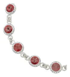 Pulsera Plata 925 Zirconias Tono Vino Diseño Elegante para Mujer 19cm - Imagen 3