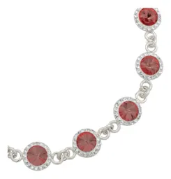 Pulsera Plata 925 Zirconias Tono Vino Diseño Elegante para Mujer 19cm - Imagen 4