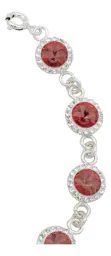 Pulsera Plata 925 Zirconias Tono Vino Diseño Elegante para Mujer 19cm - Imagen 6