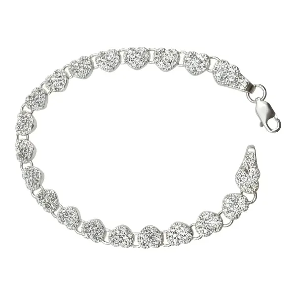 Pulso corazones full ice zirconia 6mm — Talla: 20cm