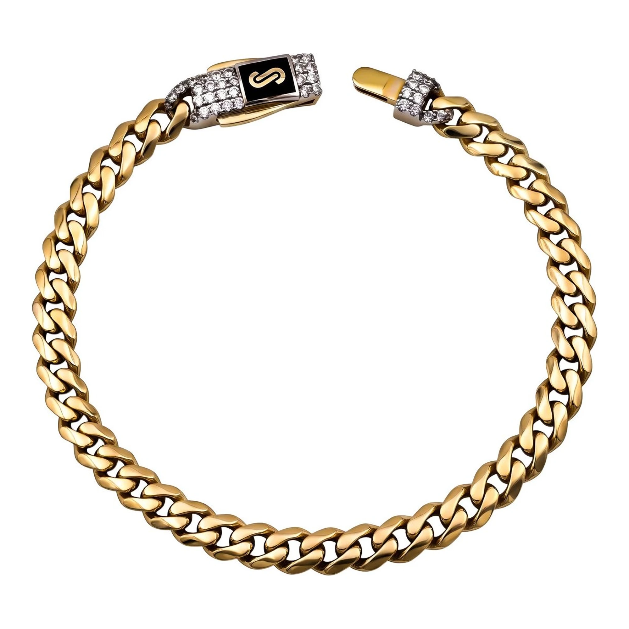 Pulso cubano de oro 10k italiano de 4 mm y 18 cm con zirconia - Joyaris joyería fina mexicana
