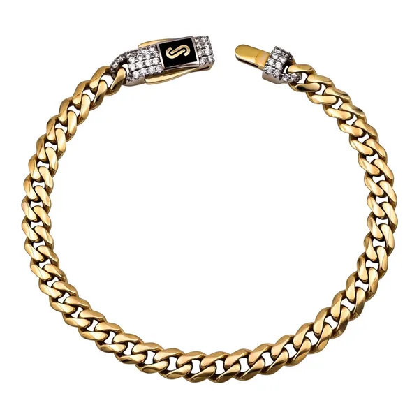 Pulso cubano de oro 10k italiano de 4 mm y 18 cm con zirconia - Joyaris joyería fina mexicana
