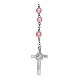 Rosario Virgen de Guadalupe Perla Artificial Rosa 80 cm Cadena Vínculo - Imagen 3