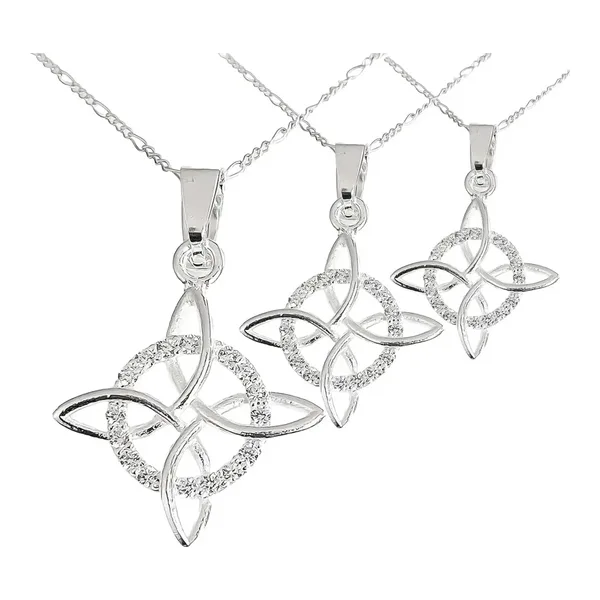 Set 3 Dijes Nudo Bruja Celta Plata 925 con Cadena y Zirconia - Imagen 1