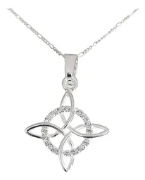 Set 3 Dijes Nudo Bruja Celta Plata 925 con Cadena y Zirconia - Imagen 2