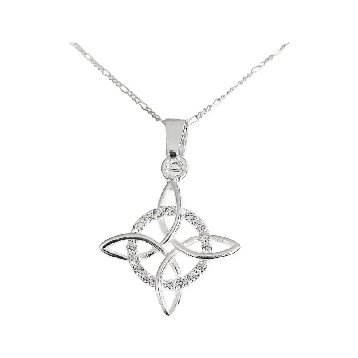 Set 3 Dijes Nudo Bruja Celta Plata 925 con Cadena y Zirconia - Imagen 2