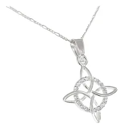 Set 3 Dijes Nudo Bruja Celta Plata 925 con Cadena y Zirconia - Imagen 3