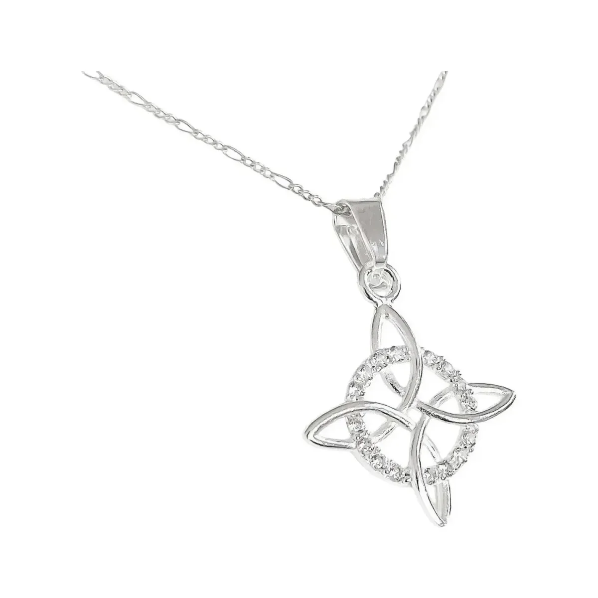 Set 3 Dijes Nudo Bruja Celta Plata 925 con Cadena y Zirconia - Imagen 3