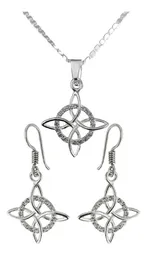 Set Collar y Aretes Plata 925 Nudo de Bruja Zirconia Cadena Marinera - Imagen 1