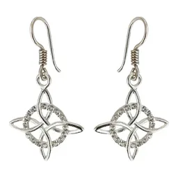 Set Collar y Aretes Plata 925 Nudo de Bruja Zirconia Cadena Marinera - Imagen 2