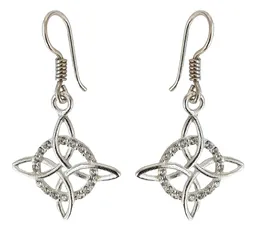 Set Collar y Aretes Plata 925 Nudo de Bruja Zirconia Cadena Marinera - Imagen 2
