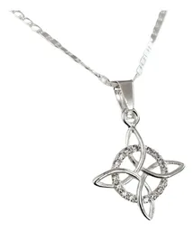 Set Collar y Aretes Plata 925 Nudo de Bruja Zirconia Cadena Marinera - Imagen 5
