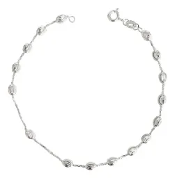 Tobillera Plata 925 Diseño Bola Eslabón Cuadrado Unisex - Imagen 1