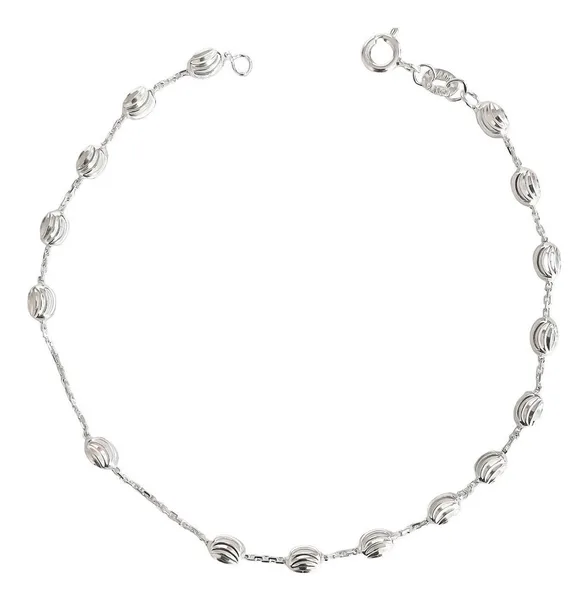 Tobillera de plata .925 bola eslabon cuadrado ajustable broche perico — Joyaris