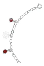 Tobillera Plata 925 Flor Mariposa Ojo Turco Rojo - Imagen 4
