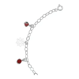 Tobillera Plata 925 Flor Mariposa Ojo Turco Rojo - Imagen 4