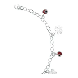 Tobillera Plata 925 Flor Mariposa Ojo Turco Rojo - Imagen 5