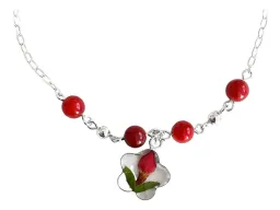 Tobillera Plata 925 Flores Naturales Encapsuladas Ajustable - Imagen 2