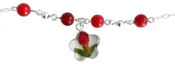 Tobillera Plata 925 Flores Naturales Encapsuladas Ajustable - Imagen 3