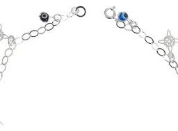 Tobillera Plata 925 Nudo de Bruja Ojo Turco Multicolor Protección - Imagen 2
