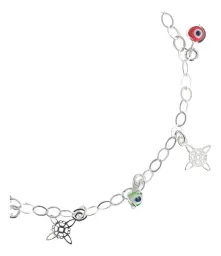 Tobillera Plata 925 Nudo de Bruja Ojo Turco Multicolor Protección - Imagen 4