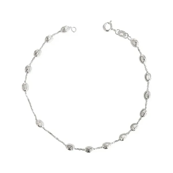 Tobillera de plata .925 bola eslabon cuadrado ajustable broche perico — Joyaris