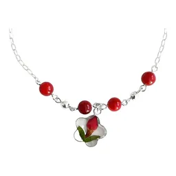Tobillera Plata 925 Flores Naturales Encapsuladas Ajustable - Imagen 2