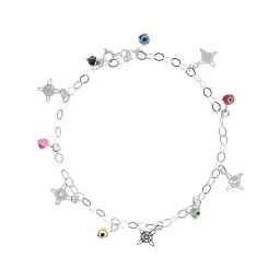 Tobillera Plata 925 Nudo de Bruja Ojo Turco Multicolor Protección - Imagen 1