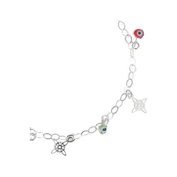 Tobillera Plata 925 Nudo de Bruja Ojo Turco Multicolor Protección - Imagen 4
