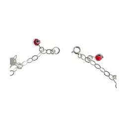 Tobillera Plata 925 Nudo de Bruja y Ojo Turco Rojo Ajustable - Imagen 2