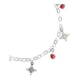 Tobillera Plata 925 Nudo de Bruja y Ojo Turco Rojo Ajustable - Imagen 3